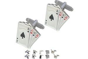 COLLAR AND CUFFS LONDON - HOCHWERTIGE Manschettenknöpfe mit Geschenk Box - Vier ASSE - Stilvolle Messing - 4 ASSE Aus Einem Kartenspiel - Silber Farbe - Poker Magie Zauberer Spiel