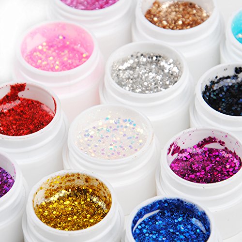 Fashion Galerie 12 Farben UV Gel Nagel Kunst Farbgele Glitter Gelpolish - 2