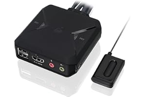 IOGEAR KVM Switch 2 PC 1 Monitor HDMI 4K@60Hz USB Switch KVM con Cavo, Connessioni Audio e Telecomando Plug & Play condivisione periferiche USB, compatibile con Windows Mac e Linux