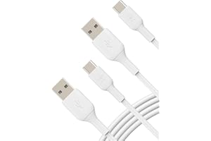 Belkin BoostCharge Kabel USB-C, kabel USB-C do USB-A, do iPhone 15, Samsung Galaxy S24, S23, Note, Google Pixel, iPad Pro, iPad Mini, Nintendo Switch i innych urządzeń, 1 m, zestaw 2 szt. – biały