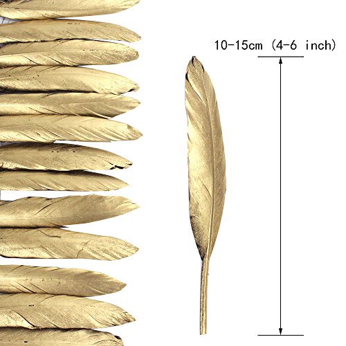 Coceca Goldene Feder 72 pcs, 10-15cm, für verschiedene Umgebung geeignet, als Verkleidung und Ausschmückung wie Geburtsparty, Hochzeit und Treffen - 4