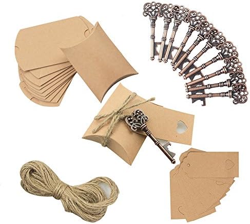 Vintage Skeleton Key Bottle Openers Wedding Favor Souvenir Gift Set Pillow Candy Box Escort Thank You Tag