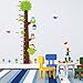 Qianxing removable cycle-usable cartoon wall sticker for kid's bedroom animal Height Chart in Nursery Children Room colourful Wall Decal for house home mural Décor height meter wallpaper(monkey owl and green tree)(81*144)