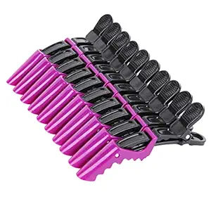Hair Clips for Women by HH&LL ? Wide Teeth & Double-Hinged Design ? Alligator Styling Sectioning Clips of Professional Hair Salon Quality - 10Pack (Purple)