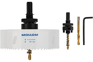 Mollom 121mm (4-3/4") HSS M42 8% kobolt bimetallhålskär med hållare