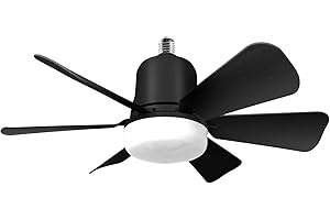 himmel Ventilateur plafond avec lumiere, 30W Lampe Ventilateur Plafond avec Douille E27, Dimmable LED pour Chambre, Salon, 3 Vitesses, 6 Pales (noir)