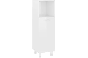 Tidyard Armario de Cuarto de Baño Armario para Baño Armario de Almacenaje Mueble de Columna Cuarto de Baño Aglomerado Blanco Brillante 30x30x95 cm