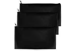 CEZKFH 3 Stück Geldtaschen Banktasche, Geldbeutel Geldtasche, Kleine Feuerfeste Geldtasche, PU Dokumententasche Mit Reißverschluss, Für Geldaufbewahrung Zum Schutz Kleiner Wertsachen(schwarz)
