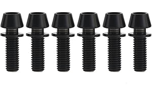 Yaruijia Tornillo de titanio M5 x 16 mm, M5 x 18 mm, M5 x 20 mm, tornillos Allen de cabeza cónica con arandela Ti para vástago de bicicleta, paquete de 6 (negro, M5 x 16 mm)