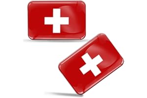 Biomar Labs® 2 pcs 3D Gel Pegatinas Bandera Nacional Suiza Silicona Adhesivo Autos Coches Motos Ciclomotores Bicicletas Ordenador Portátil F 54