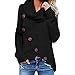 Produktbild VJGOAL Damen Bluse, Tops Damen Chic Solid Button Langarm Pullover Sweatshirt Pullover Frühling Bluse T Shirt(Schwarz,36)