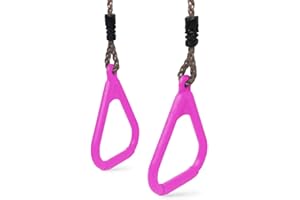 HIKS® Set of 2 Pink Adjustable Gym Rings for Childrens Kids Climbing Frames and Swings