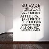 Islamische Wandtattoos - Meccastyle - Zitate - Sprüche - Bu evde neysek oyuz hatalar yapariz özür dileriz affederiz sans dileriz kucaklasiriz gürültü yapariz aile oluruz birbirimizi severiz - A405