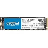 Crucial P2 CT500P2SSD8 500 GB Internal SSD, Up to 2400 MB/s (3D NAND, NVMe, PCIe, M.2), Black