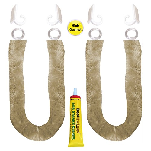 Flauschvorhang inkl. Raffhalter, Insektenschutz Moskitoschutz Campingvorhang, Auswahl: Unistreifen beige 90×200 cm - 2