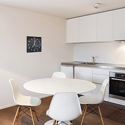 Glasuhr von DekoGlas 30x30cm quadratisch Bilderuhr aus Acrylglas mit lautlosem Quarzuhrwerk Dekouhr Glaswanduhr Uhr aus PMMA Wanduhren Küchenuhr Wanddekoration Glasbilder Hintergrund grau - 2