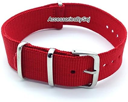 G10 NATO MOD NYLON WATCH STRAP, Choice of Styles & Sizes - Presented with a FREE Luxurious AccessoriesBySej ® TM Gift Pouch/Bag … (Red, 20mm)