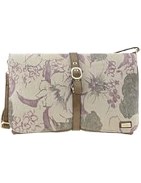 Cartera solapa y broche lona con flores