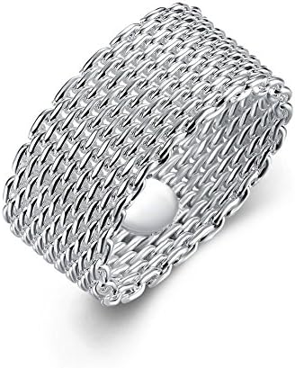 Designer Inspired Mesh Woven Ring Sterling Silver 925 (R)