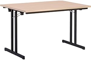 ‎CERTEO Certeo Klapptisch | HxBxT - 720 x 1400 x 800 mm | Extra Starke rechteckige Platte | Gestell schwarz - Platte Ahorn-Dekor | Klapptisch Mehrzwecktisch Konferenztisch
