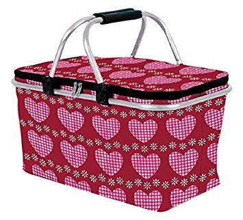 TLW direkt 4347 Einkaufskorb isoliert Dekor Herz, Polyester / Alurahmen, rot / rosa, 48 x 28 x 24 cm - 3