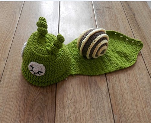 Jastore ® Foto Fotografie Prop Baby Kostüm grüne Schnecke häkel Stricken Handarbeit - 2
