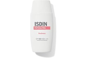 ISDIN Fotoultra Redness SPF 50, Protector Solar Facial de Textura Fluida para Piel Sensible con Alta Protección UV SPF 50, PA++++ y HE-VL que Corrige y Ayuda a Prevenir Rojeces de la Piel, 50 ml