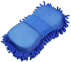 Sprade 2 in 1 Car cleaning brush Cleaner Tools Microfiber clean Car Windows Cleaning Sponge Product Cloth Towel Wash Gloves (Multicolored, Medium) - Pack of 2