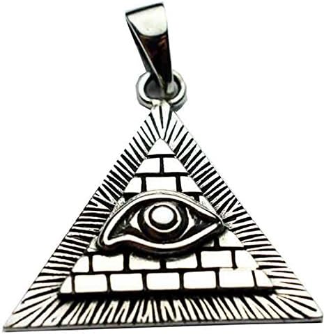 Egyptian Illuminati Pyramid Eye Of Horus 925 Sterling Silver Pendant Leather Necklace & Box