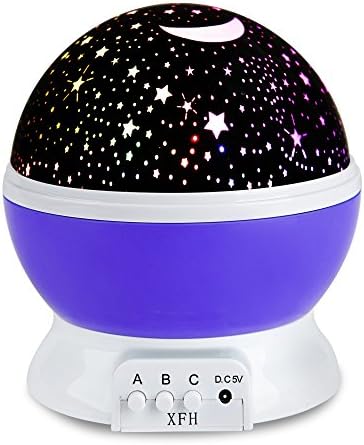 XFH Night Lights for Children Rotation Night Projection Lamp for Kids Children Bedroom Bed Christmas Purple