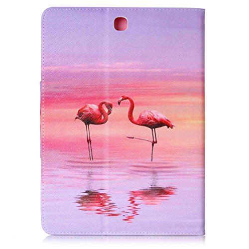 Samsung Galaxy Tab A 9.7 T550 Ledertasche Smart Cover,Samsung Galaxy Tab A 9.7 Hülle,Ekakashop Ultradünn Fashion Bunt Zwei Flamingos Muster Painting Flip Cover im Bookstyle Kunstleder Schutzhülle Magnetverschluss PU Leder Schale Ständer Hülle Case TPU Innere Tasche Etui mit Magnetverschluss Wallet Kreditkarte Card Holder Slot für Samsung Galaxy Tab A 9.7 SM-T550 + 1x Kostenlos Ständer (Farbe zufällig) - 3