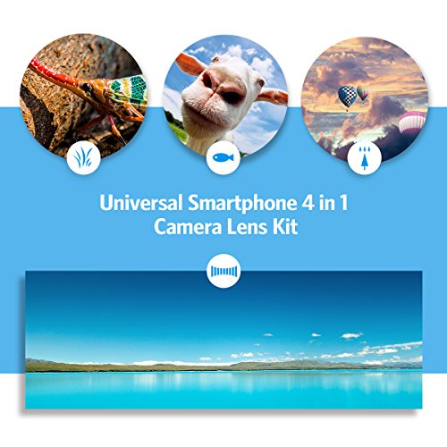 Criacr Lenti Smartphone 4 in 1,198 Lente Fisheye + 0,63x Lenti Grandangolo + 12x Obiettivo Teleobiettivo Zoom + 15x Obiettivo Macro con Supporto per iPhone, Samsung Galaxy, ecc