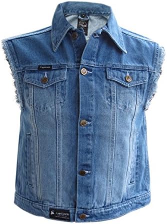 Blue Stonewashed denim vest with frayed arms -  blue - 0-3 Months