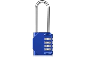BESKOOHOME Combination Lock, 6.5 Long Shackle Outdoor Padlock with Resettable 4 Digit Code, Heavy Duty Large Padlock for Locker, Gym Locker, School, Shed, Gate, Fence, Hasp, Storage, Cabinet (1 Pack Blue)