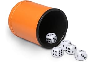 TOPTENG-DICE CUP Set di tazze per dadi con rivestimento in feltro Set di tazze per dadi in pelle PU con 5 dadi standard per dadi Shaker silenzioso per Farkle Yahtzee Bar Party Family Games Gioca, arancione