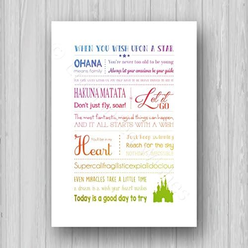 Disney Quotes Print, Unframed A4 or 8 x 10"