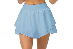 Machbaby Damen Sportrock Atmungsaktiv Dehnbaren lockerer Laufrock Sommer Outdoor Minirock mit Tasche & Innenhose