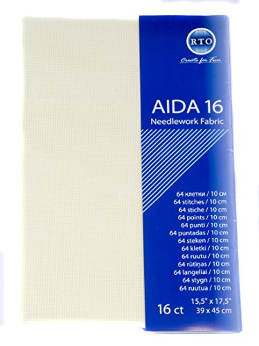 RTO Aida 16 Count Stoff, 100% Baumwolle, cremefarben, 49 x 45 cm