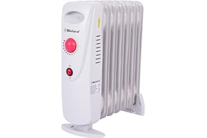 Belaco 800W Mini Oil Filled Radiator, 7 Fin Portable Electric Heater with Adjustable Thermostat, Quiet Energy Efficient Room Heater