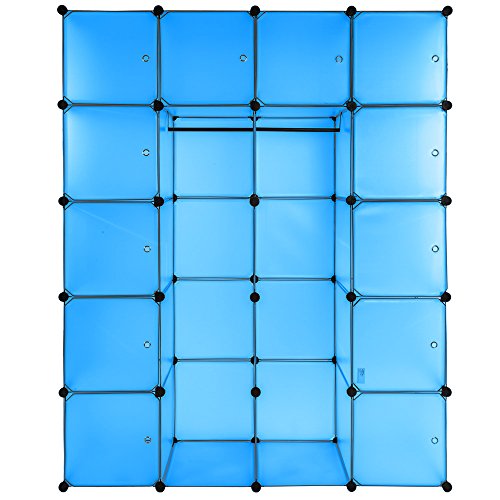 TecTake XXL Steckregal Kleiderschrank Schrank Regal Kunststoff mit Kleiderstange 147x47x183cm – diverse Farben – (Blau | Nr. 402088) - 3