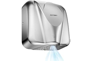 anydry 2812 Comercial Secador de Manos eléctrico automatico, Diseño Elegante 7-10 Segundos para secar,Carcasa de Acero Inoxidable.1650W(Cepillado)