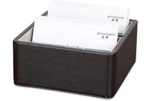 KINGFOM Porta biglietti da visita in pelle (Nero-A)