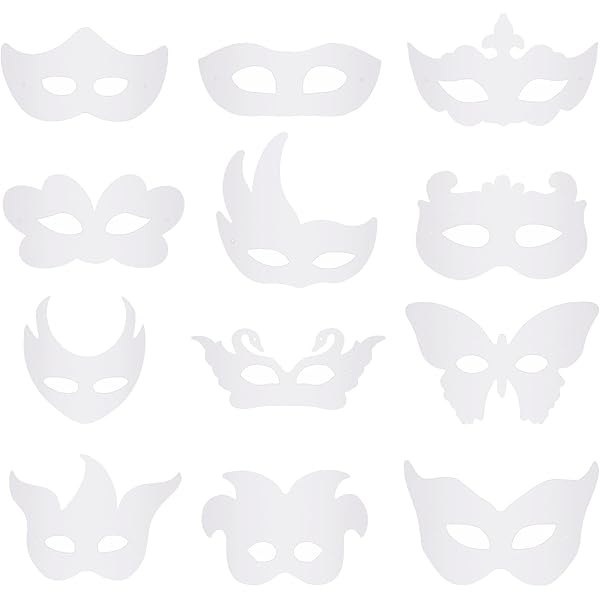 5 Weiße DIY-Masken Aus Papier – Unbemalt Zum Selbstgestalten (Katzenform)