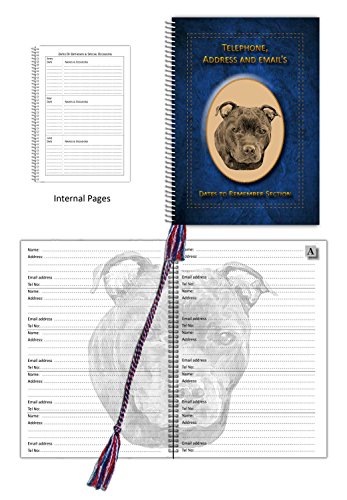 Download Staffordshire Bull Terrier,Telephone & Address Book with dates to remember section. The sizes is A5 Size 6” x 8” (150 mm X 210 mm) (Blue) Download Staffordshire Bull Terrier,Telephone & Address Book with dates to remember section. The sizes is A5 Size 6” x 8” (150 mm X 210 mm) (Blue)
