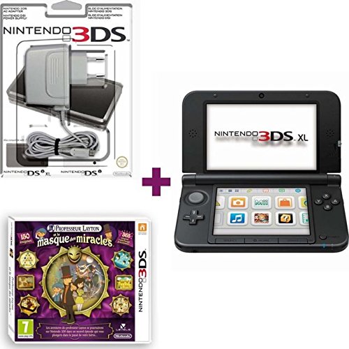 Preisvergleich Produktbild 3DS XL Blau Schwarz + Layton 4 + Block Ladekabel