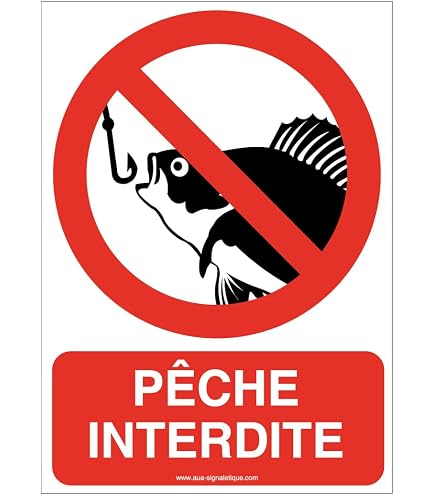 Novap Schild „Pêche Interdite“ – Rundes Kunststoffschild 30 Cm Durchmesser Mit Französischem Text