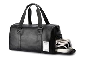 UBAYMAX Borsa da Viaggio Uomo in Pelle PU Impermeabile con Scomparto Scarpe Grande Borsone Sportiva Tracolla Rimovbile Regolabile Manico Rinforzato per Viaggio Lavoro Palestra (PU pelle)