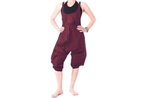 Vishes - Alternative Bekleidung - kurze Harems Latzhose aus gewebter Baumwolle