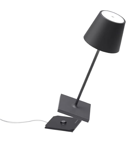 Zafferano, Olivia Pro Lamp met Bladgoud, Draagbare en Oplaadbare Tafellamp met Touch Control, Geschikt voor Woonkamer en Buiten, Dimmer 2700-3000 K, Hoogte 35 cm