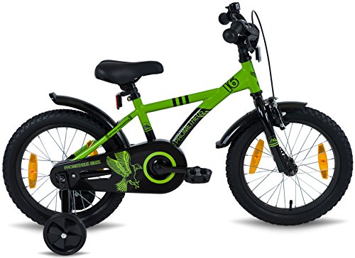 PROMETHEUS Kinderfahrrad 16 Zoll Jungen in Grün & Schwarz mit Stützrädern | Seitenzugbremse und Rücktrittbremse | ab 5 Jahren | 16“ BMX Edition 2017 - 3